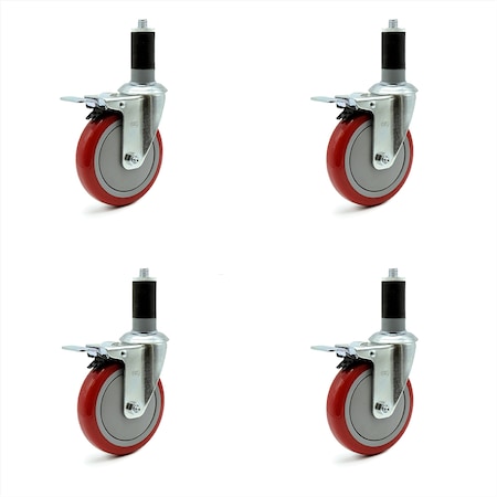 Service Caster Regency Work Table Total Locking Caster Replacement Set REG-SCC-EXTTL20S514-PPUB-RED-112-4